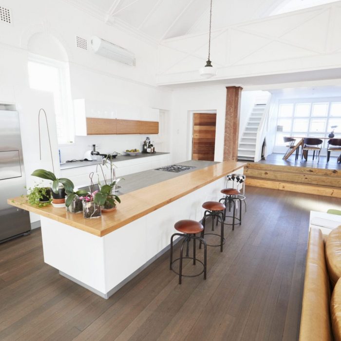 Home Interior With Open Plan Kitchen And Dining Area